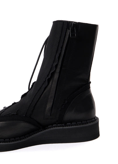C CANVAS HORSE SIDE LACE-UP BOOTS