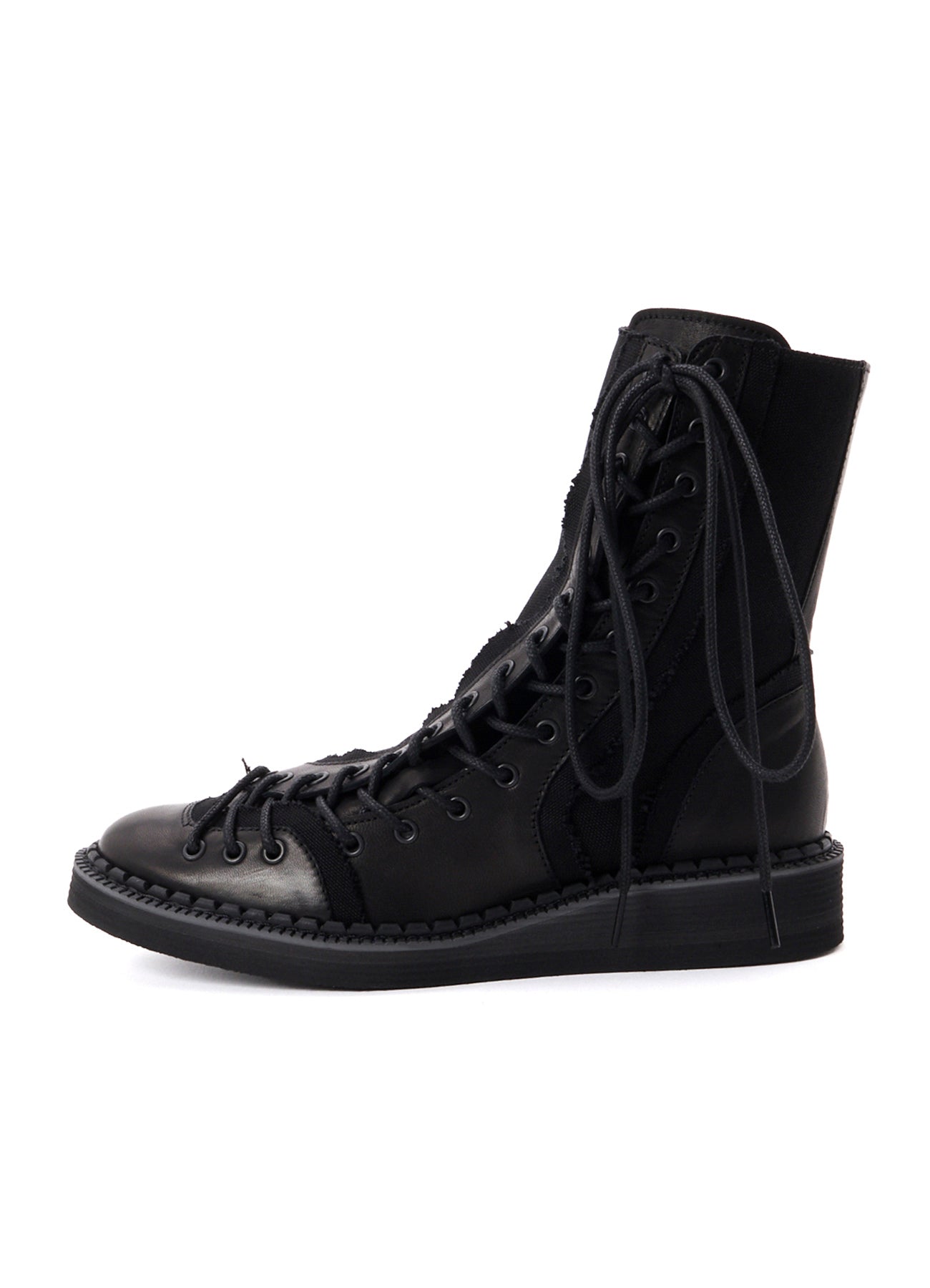 C CANVAS HORSE SIDE LACE-UP BOOTS