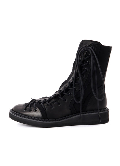 C CANVAS HORSE SIDE LACE-UP BOOTS