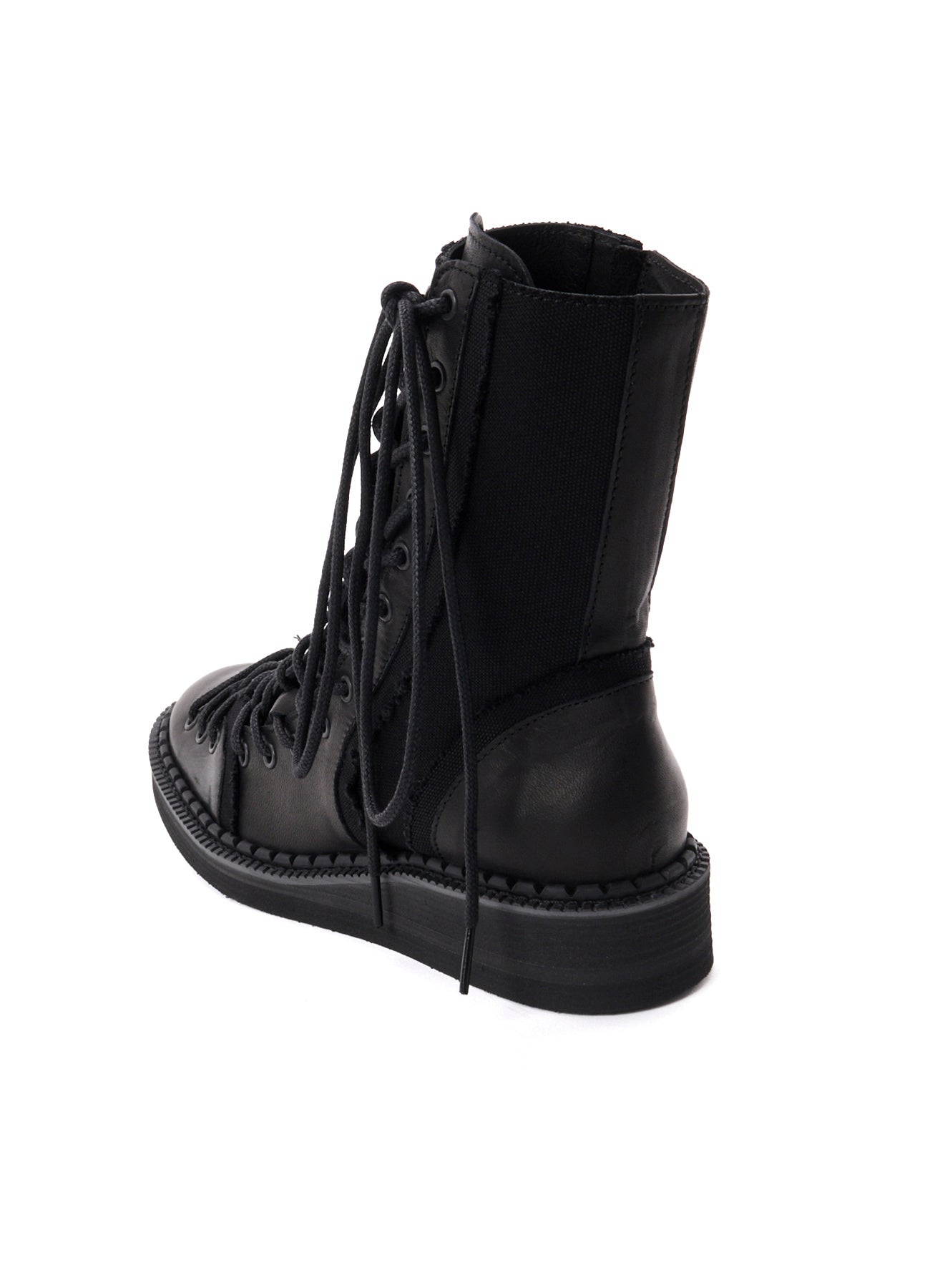 C CANVAS HORSE SIDE LACE-UP BOOTS