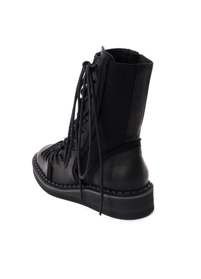 C CANVAS HORSE SIDE LACE-UP BOOTS