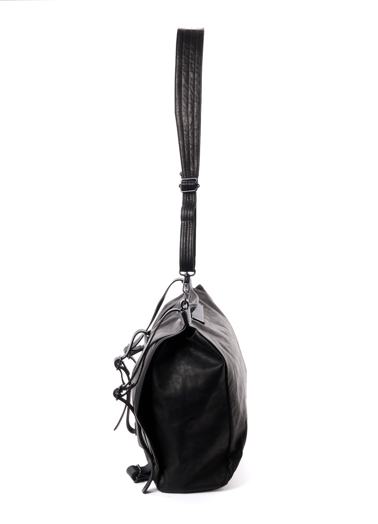 SHRINKED HORSE LEATHER MILITARY SHOULDER BAG