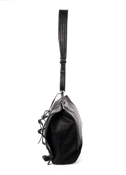 SHRINKED HORSE LEATHER MILITARY SHOULDER BAG