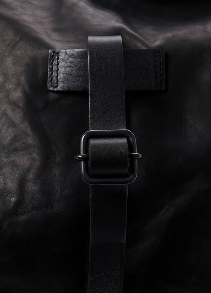 SHRINKED HORSE LEATHER MILITARY SHOULDER BAG
