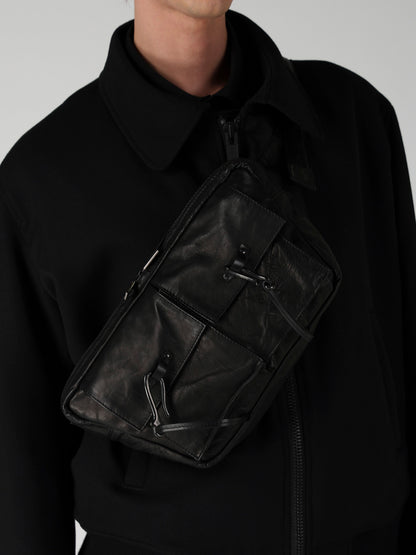 SHRINKED HORSE LEATHER MILITARY BODY BAG