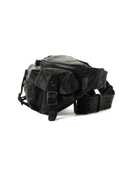 HORSE LEATHER 3-PRONG BUCKLE CROSSBODY BAG