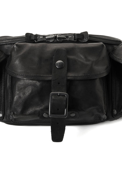 HORSE LEATHER 3-PRONG BUCKLE CROSSBODY BAG