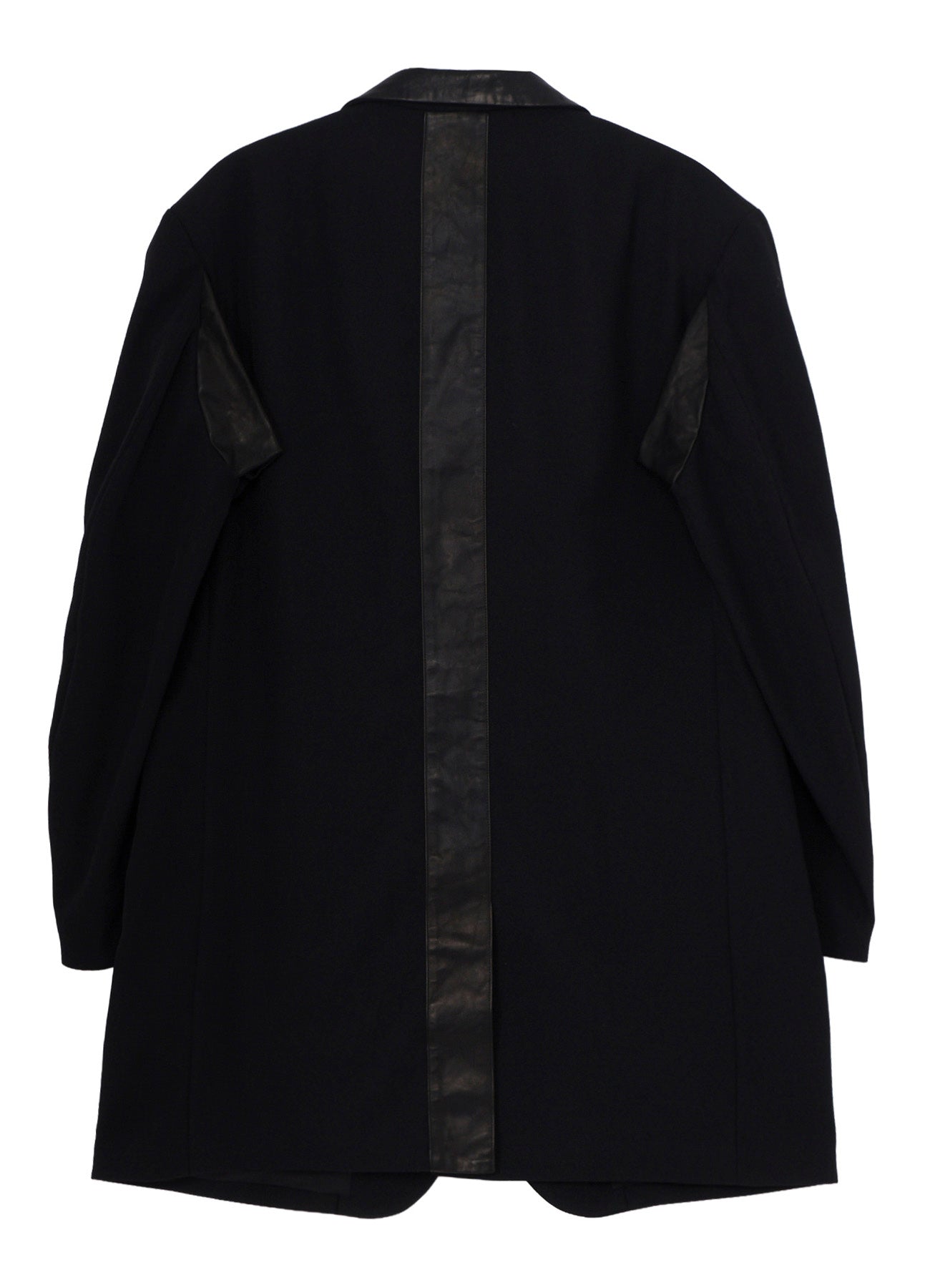 LEATHER ARMY GABARDINE PANEL ZIP JACKET
