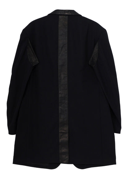 LEATHER ARMY GABARDINE PANEL ZIP JACKET