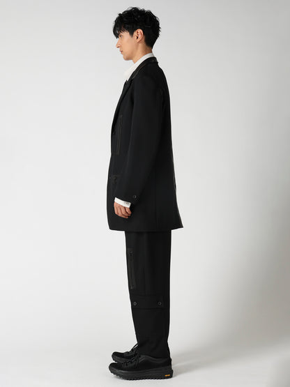LEATHER ARMY GABARDINE PANEL ZIP JACKET
