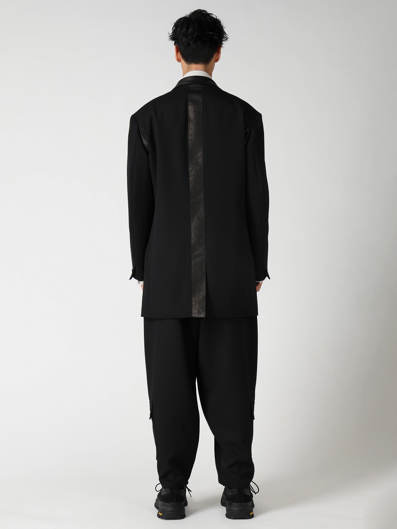 LEATHER ARMY GABARDINE PANEL ZIP JACKET – THE SHOP YOHJI YAMAMOTO