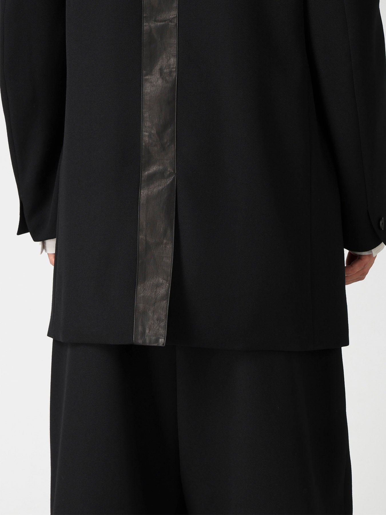 LEATHER ARMY GABARDINE PANEL ZIP JACKET – THE SHOP YOHJI YAMAMOTO