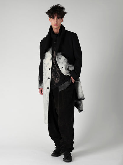 NEEDLE PUNCHED FLANNEL WHITE SCARF JACKET