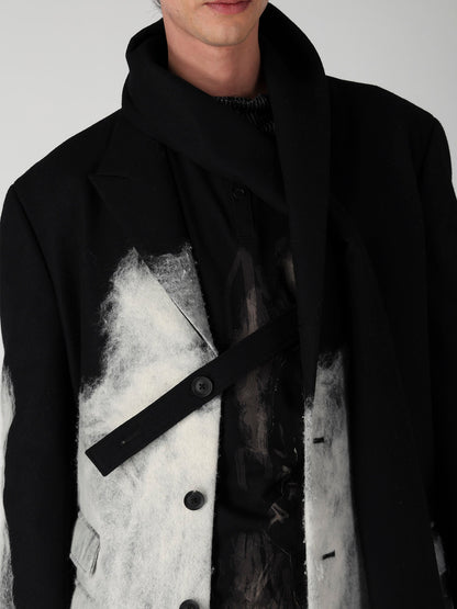 NEEDLE PUNCHED FLANNEL WHITE SCARF JACKET