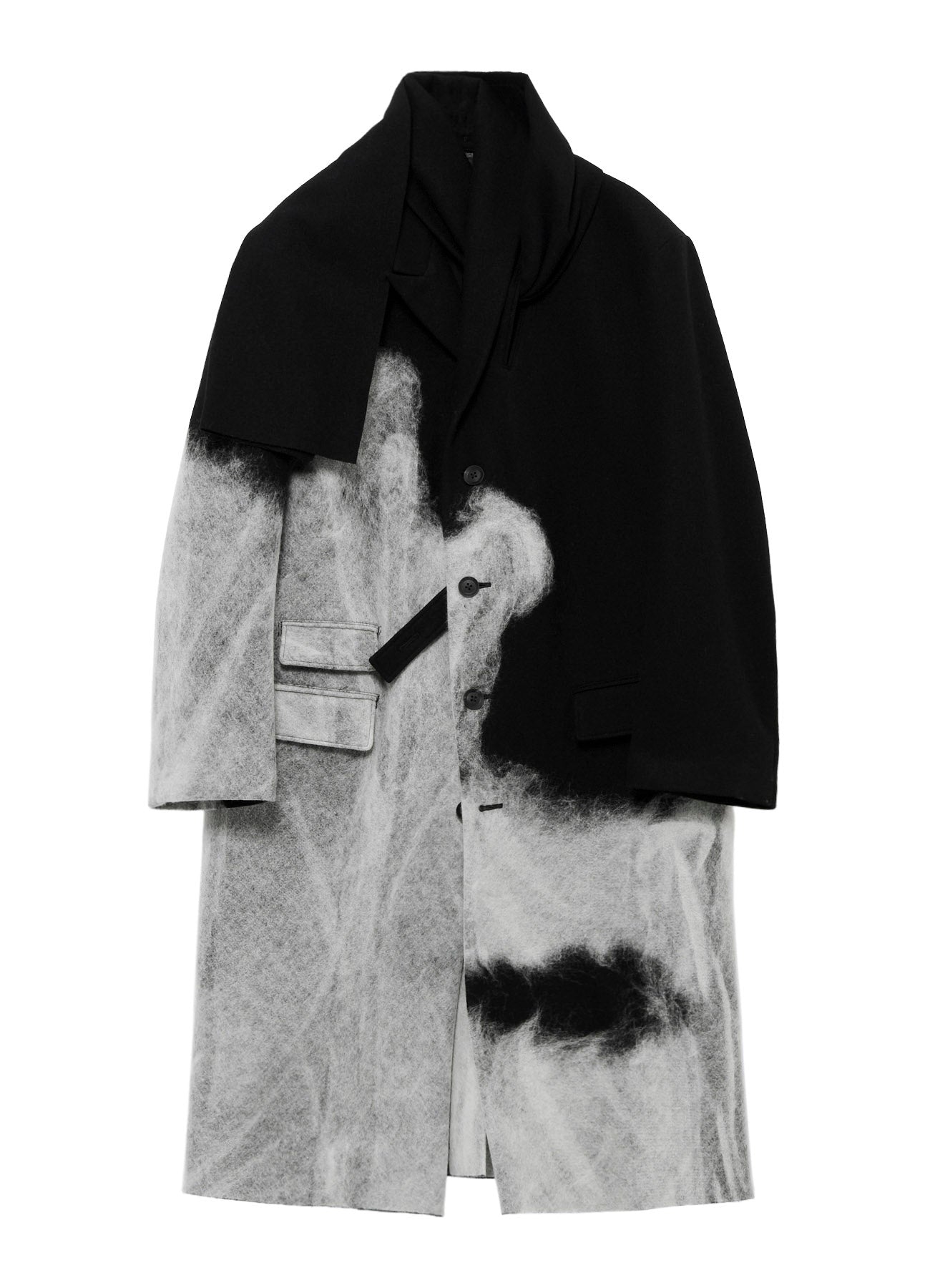 NEEDLE PUNCHED FLANNEL WHITE SCARF JACKET