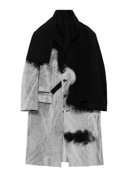 NEEDLE PUNCHED FLANNEL WHITE SCARF JACKET