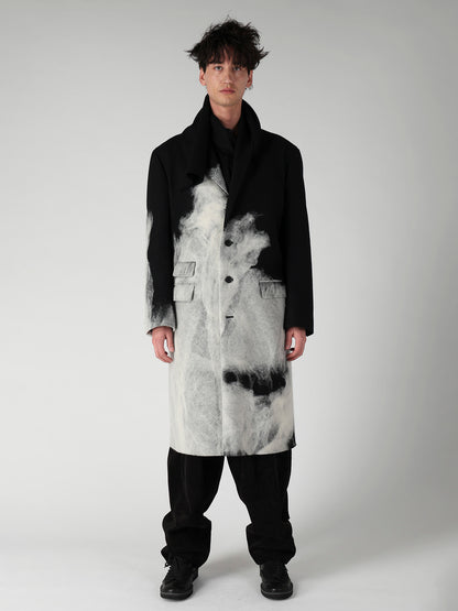 NEEDLE PUNCHED FLANNEL WHITE SCARF JACKET