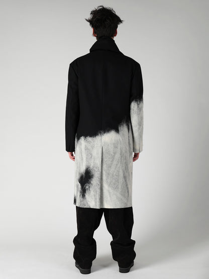 NEEDLE PUNCHED FLANNEL WHITE SCARF JACKET
