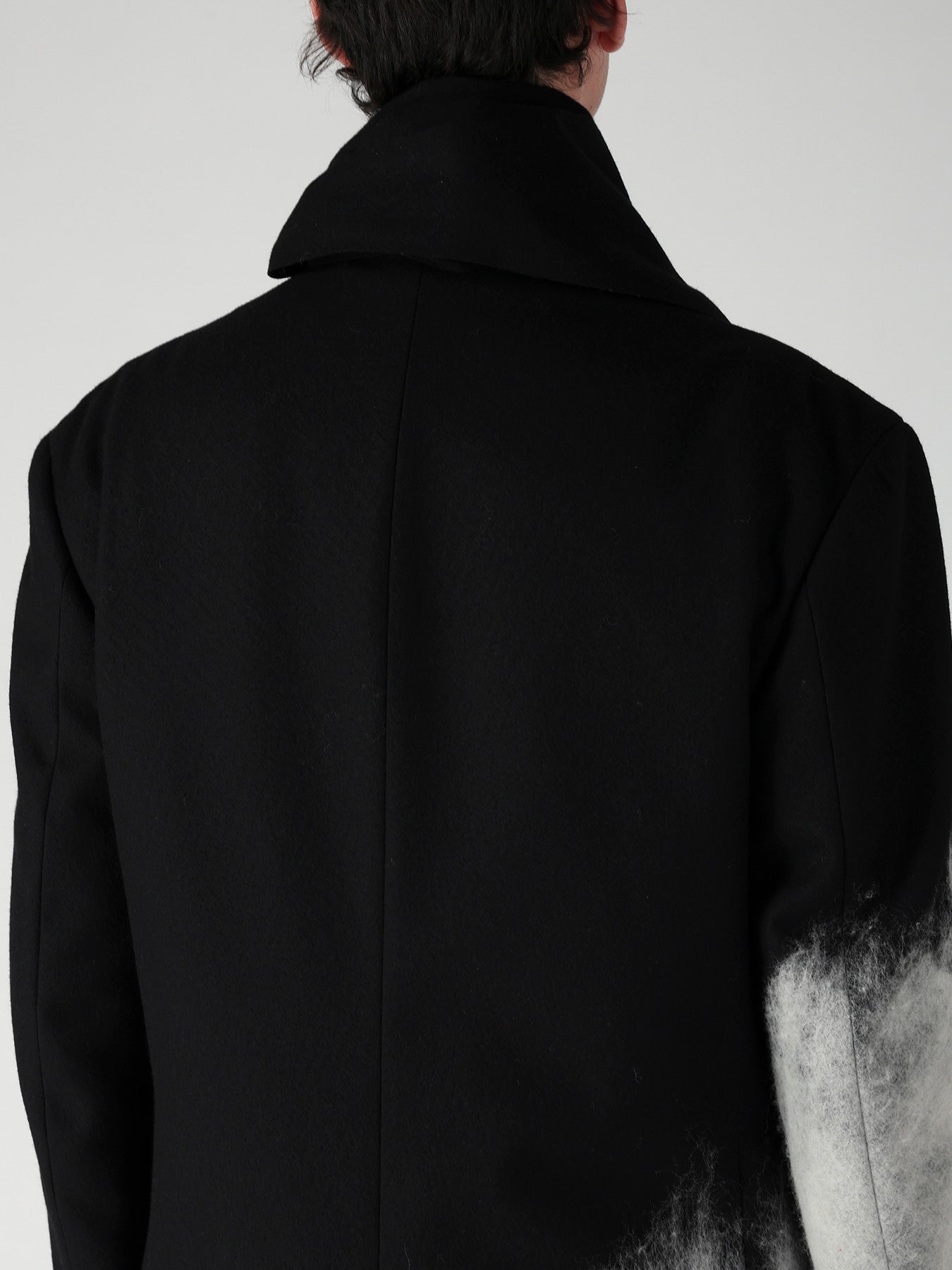 NEEDLE PUNCHED FLANNEL WHITE SCARF JACKET