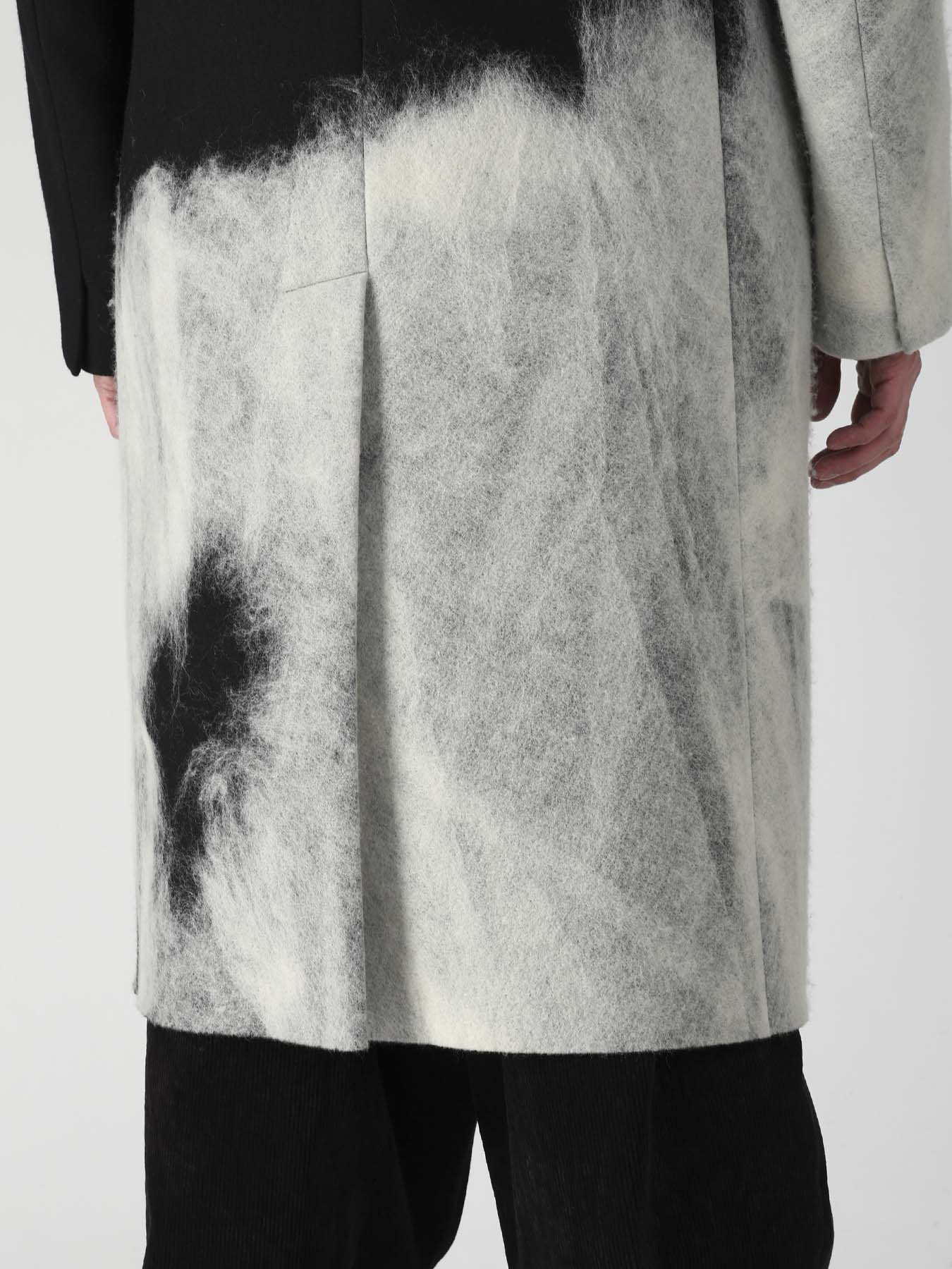 NEEDLE PUNCHED FLANNEL WHITE SCARF JACKET