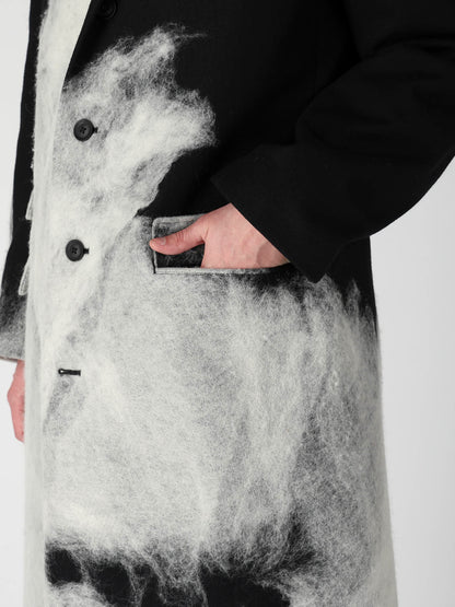 NEEDLE PUNCHED FLANNEL WHITE SCARF JACKET