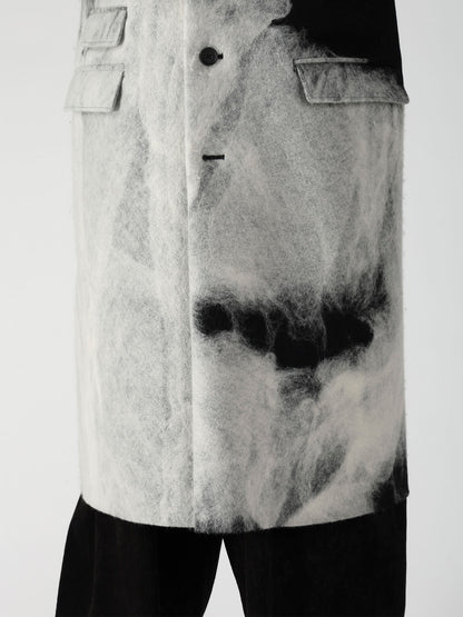 NEEDLE PUNCHED FLANNEL WHITE SCARF JACKET