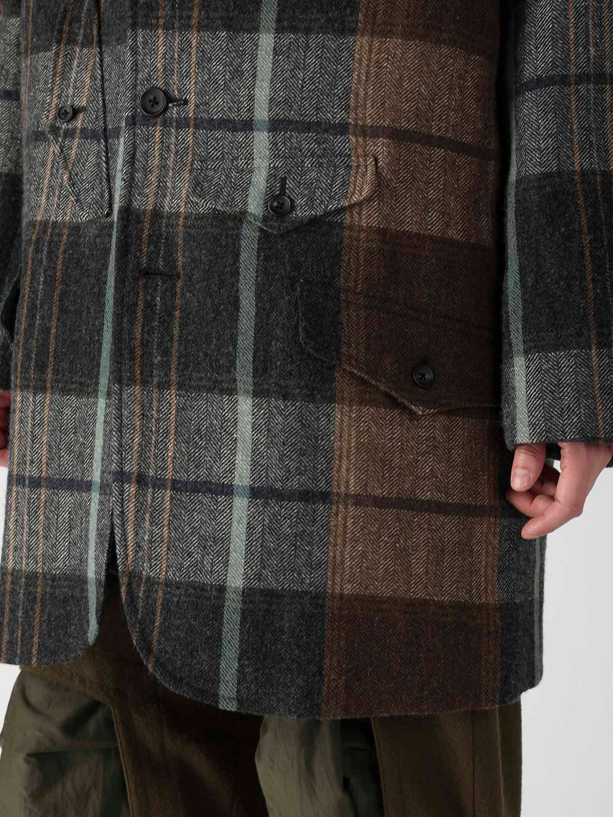 WOOL LINEN HERRINGBONE ZIPPER WORK JACKET