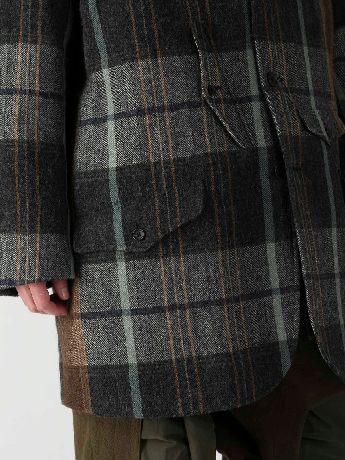 WOOL LINEN HERRINGBONE ZIPPER WORK JACKET
