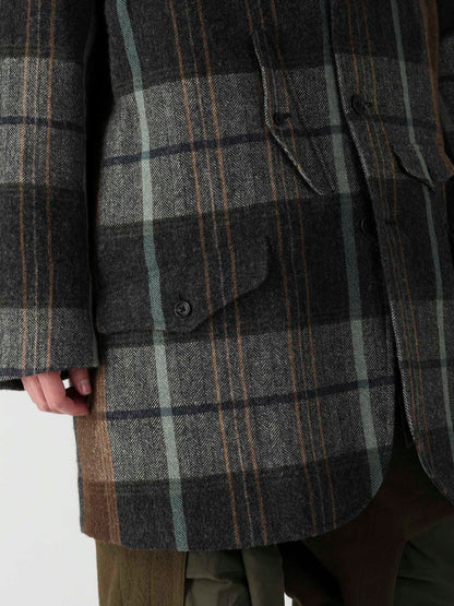 WOOL LINEN HERRINGBONE ZIPPER WORK JACKET
