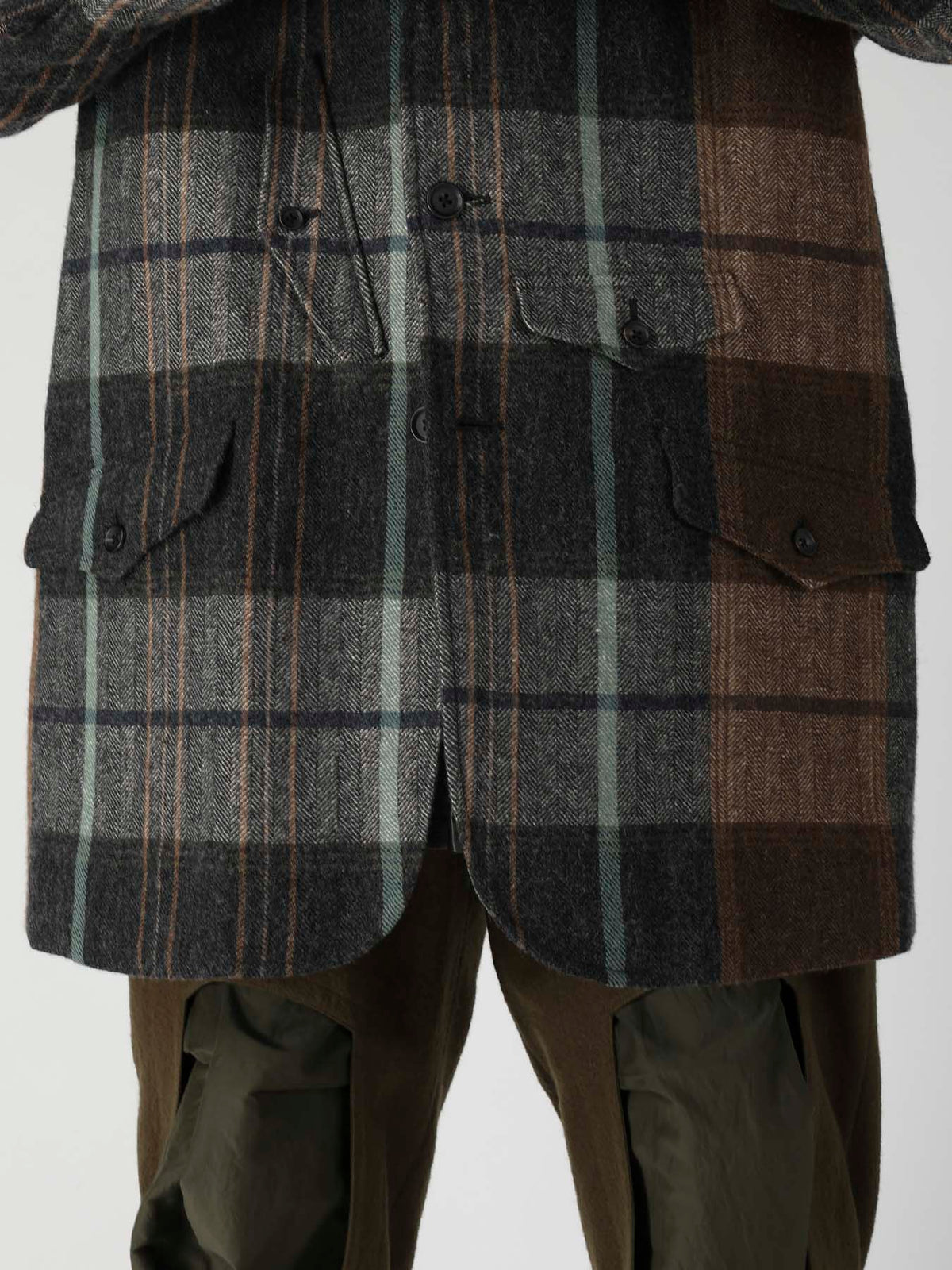 WOOL LINEN HERRINGBONE ZIPPER WORK JACKET