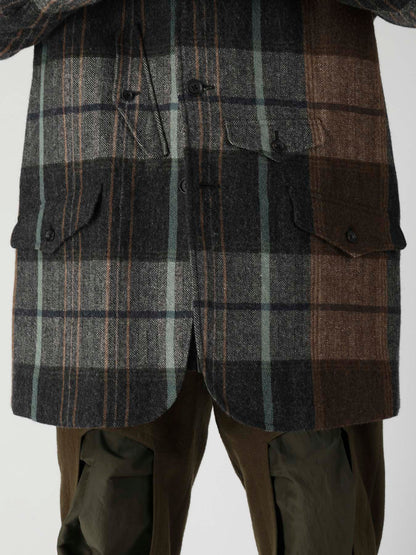 WOOL LINEN HERRINGBONE ZIPPER WORK JACKET