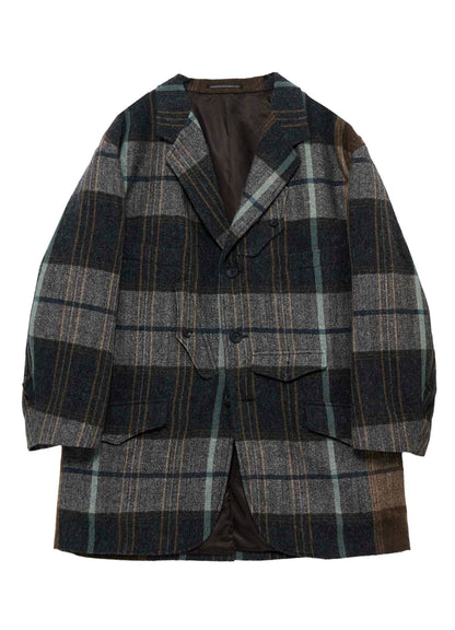WOOL LINEN HERRINGBONE ZIPPER WORK JACKET