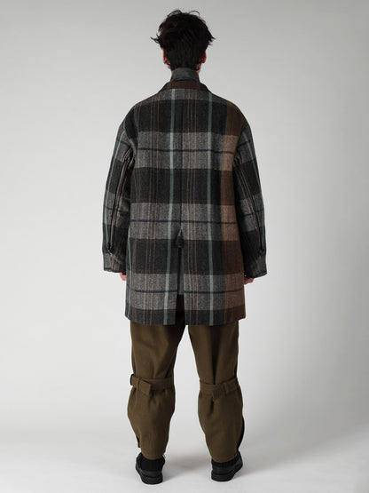 WOOL LINEN HERRINGBONE ZIPPER WORK JACKET