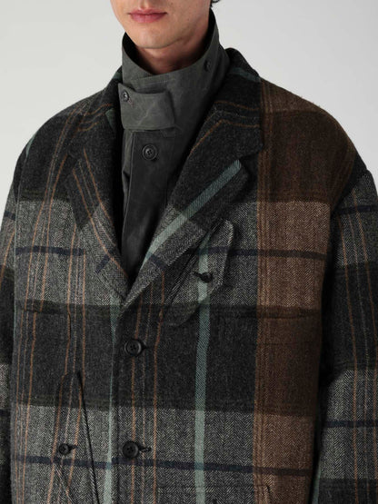 WOOL LINEN HERRINGBONE ZIPPER WORK JACKET