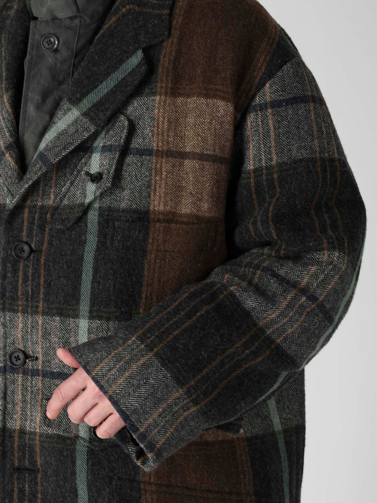 WOOL LINEN HERRINGBONE ZIPPER WORK JACKET