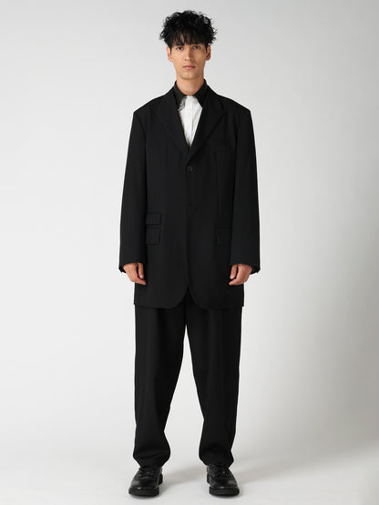 WOOL GABARDINE 2BUTTONS FLAP JACKET