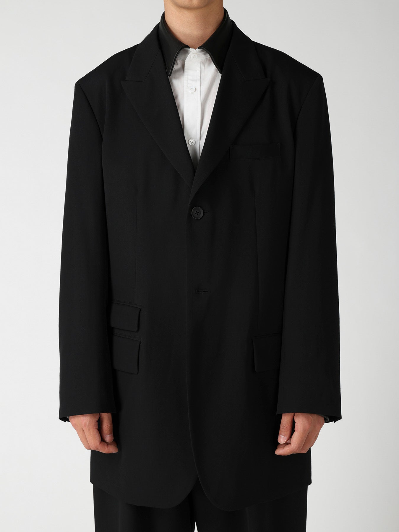 WOOL GABARDINE 2BUTTONS FLAP JACKET