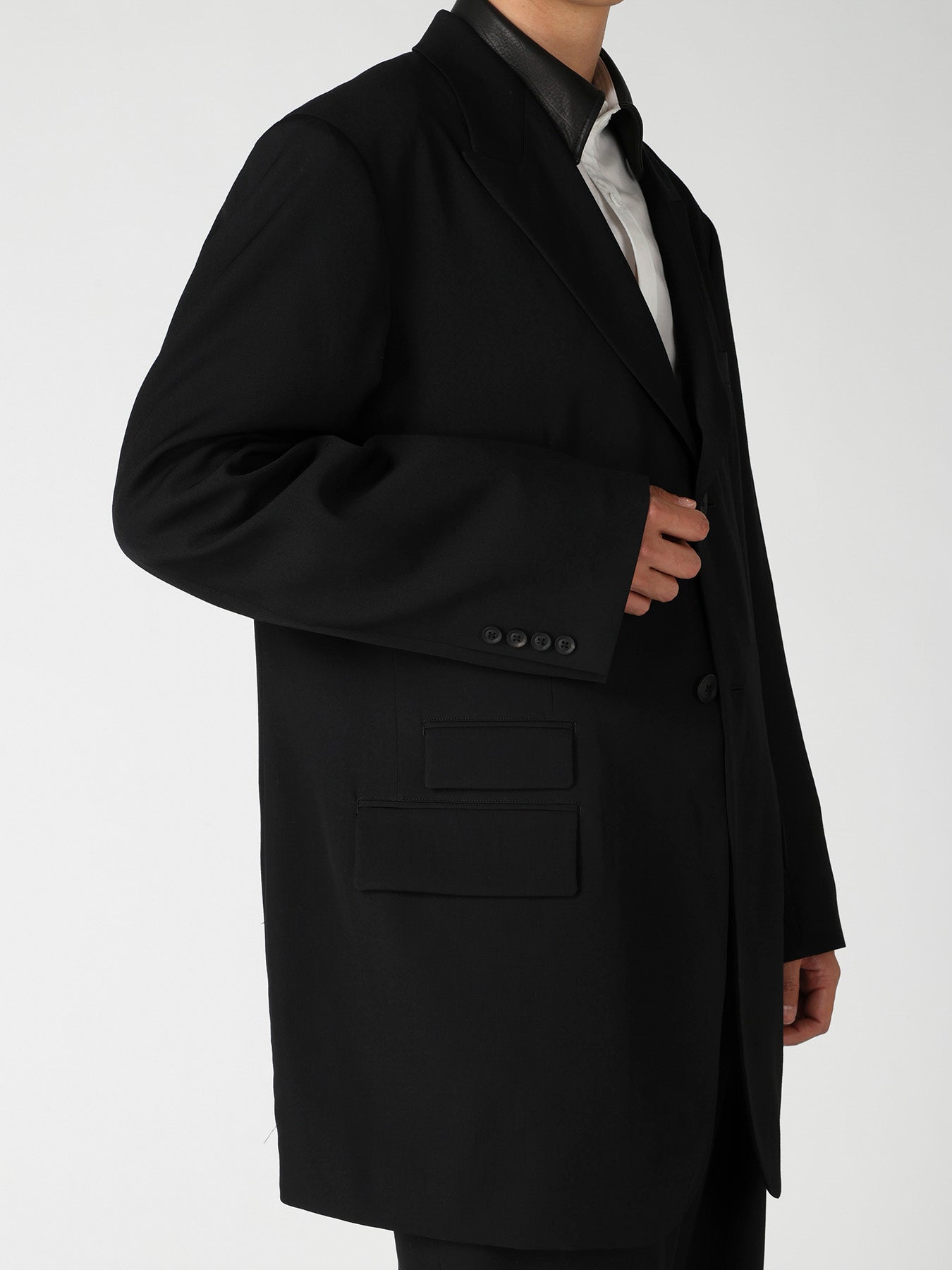 WOOL GABARDINE 2BUTTONS FLAP JACKET