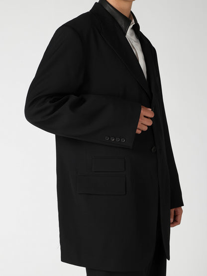 WOOL GABARDINE 2BUTTONS FLAP JACKET