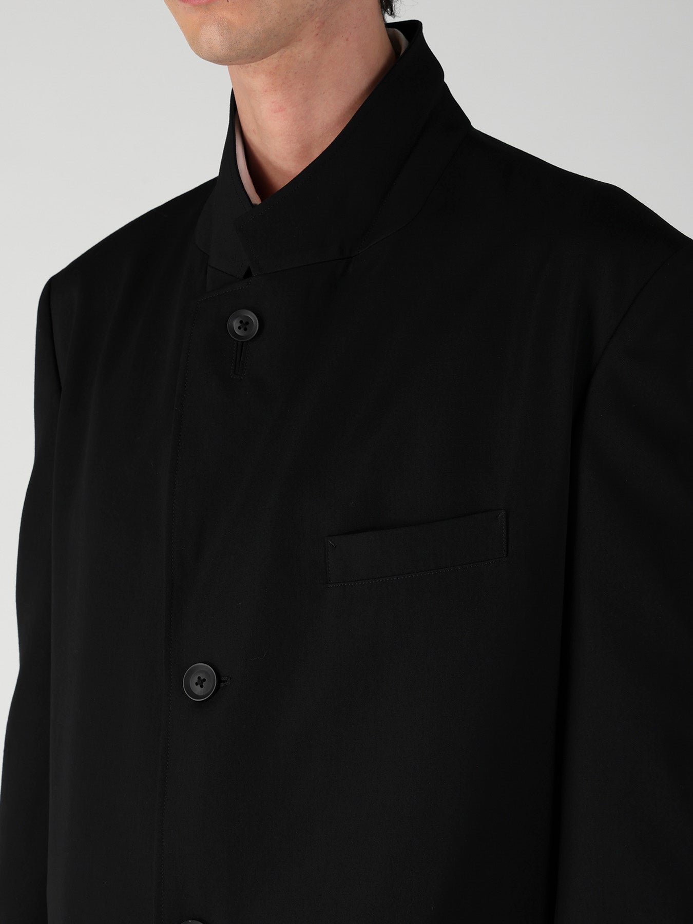 WOOL GABARDINE LAPEL PANEL 2BUTTONS JACKET