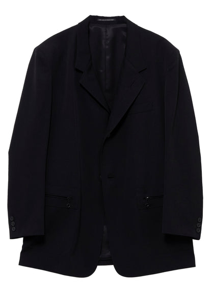 WOOL GABARDINE LAPEL PANEL 2BUTTONS JACKET