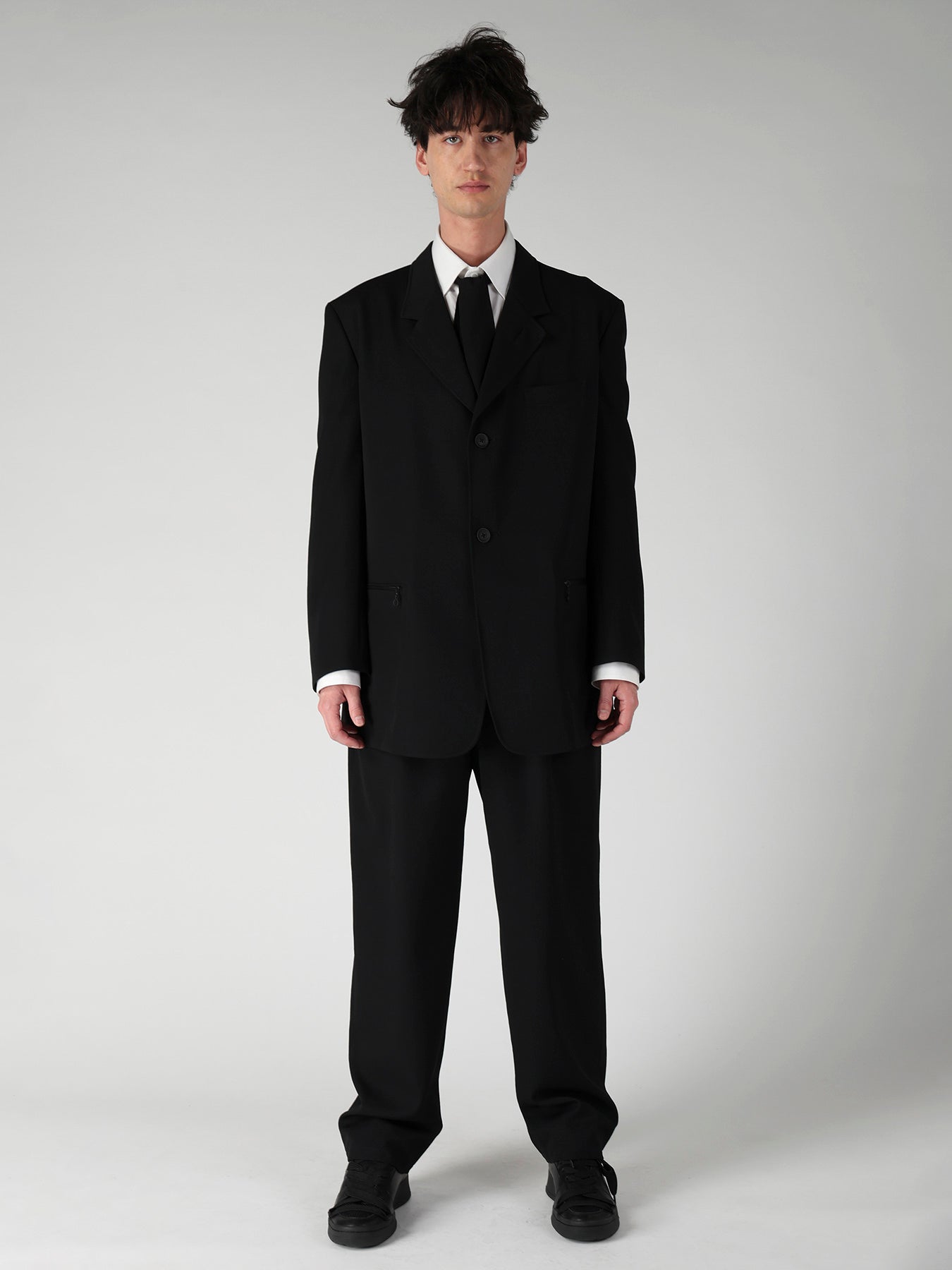 WOOL GABARDINE LAPEL PANEL 2BUTTONS JACKET