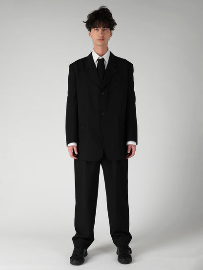 WOOL GABARDINE LAPEL PANEL 2BUTTONS JACKET