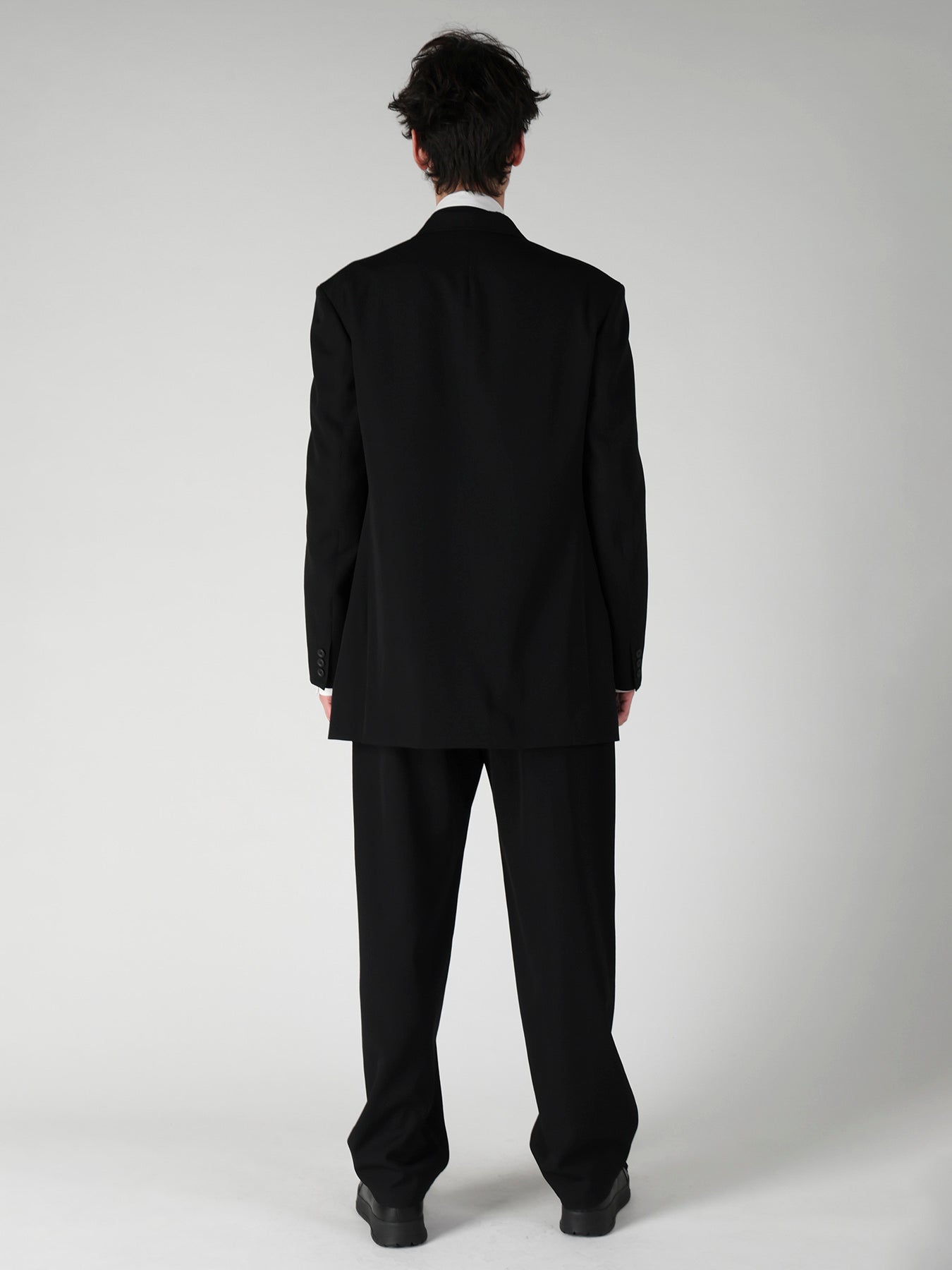 WOOL GABARDINE LAPEL PANEL 2BUTTONS JACKET