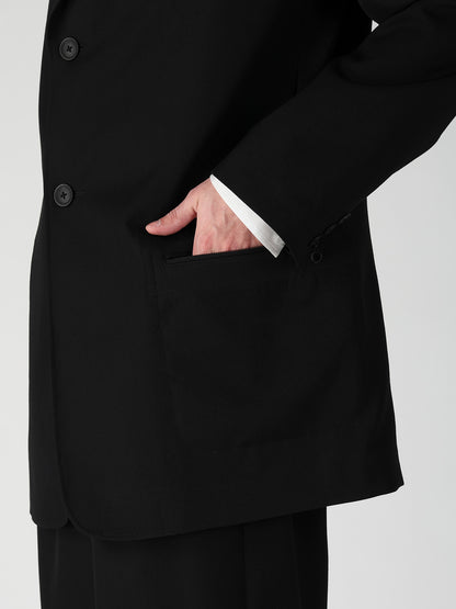 WOOL GABARDINE LAPEL PANEL 2BUTTONS JACKET