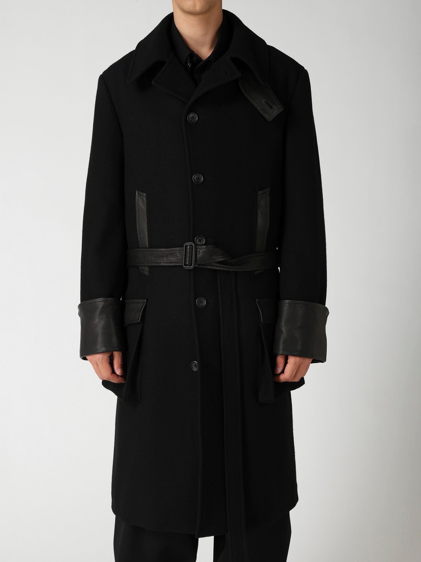 WOOL FLANNEL BELT DETAIL MILITARY 6B JACKET