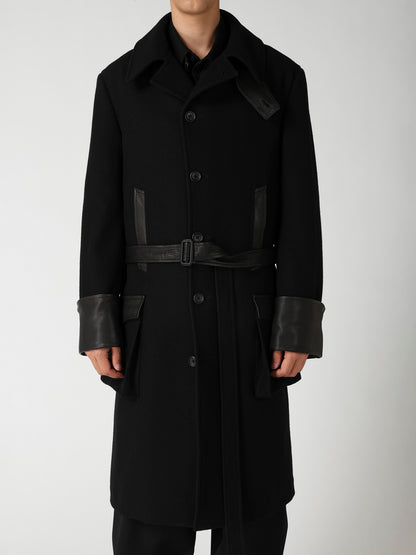 WOOL FLANNEL BELT DETAIL MILITARY 6B JACKET