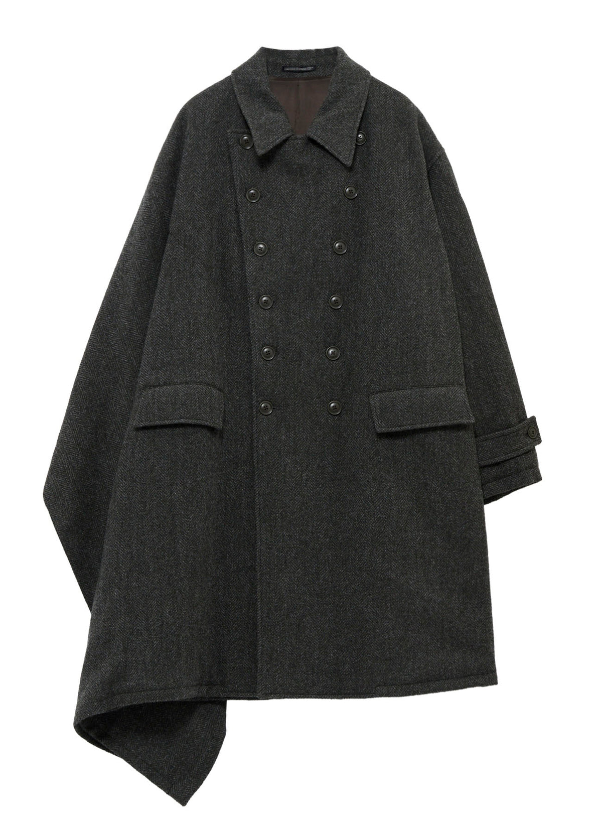 HERRINGBONE TWEED SCARF ASYMMETRY JACKET