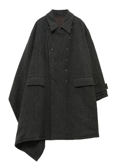 HERRINGBONE TWEED SCARF ASYMMETRY JACKET