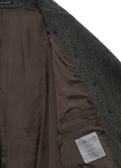 HERRINGBONE TWEED SCARF ASYMMETRY JACKET